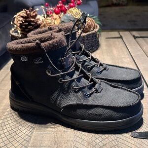 Hey Dude Black and Brown Men's Boots Size 10